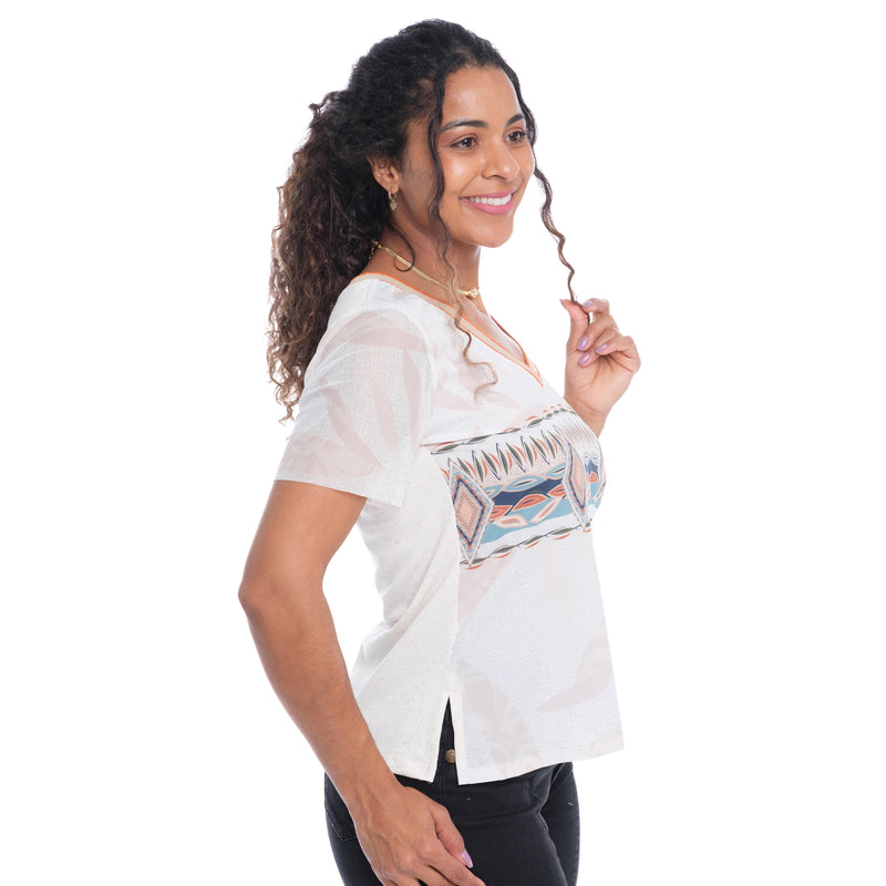 Blusa Feminina Manga Curta Branca Marisette