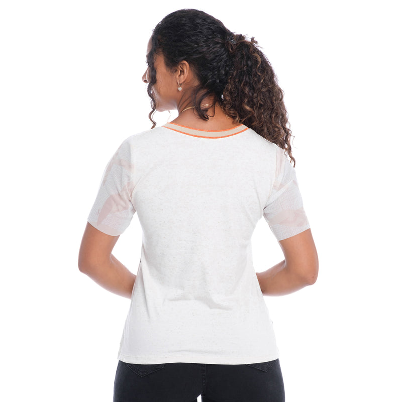 Blusa Feminina Manga Curta Branca Marisette