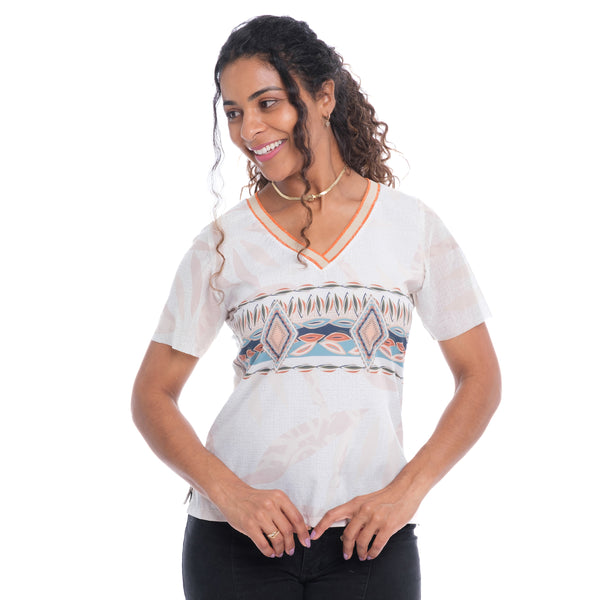 Blusa Feminina Manga Curta Branca Marisette