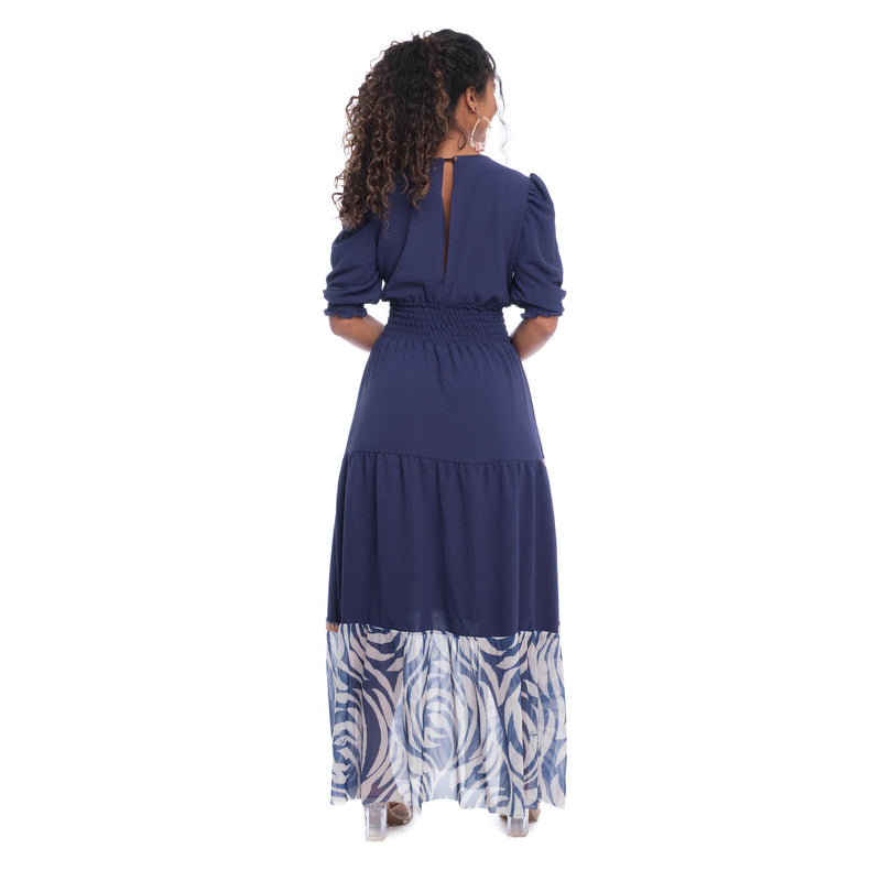 Vestido Longo Casual Azul Evol