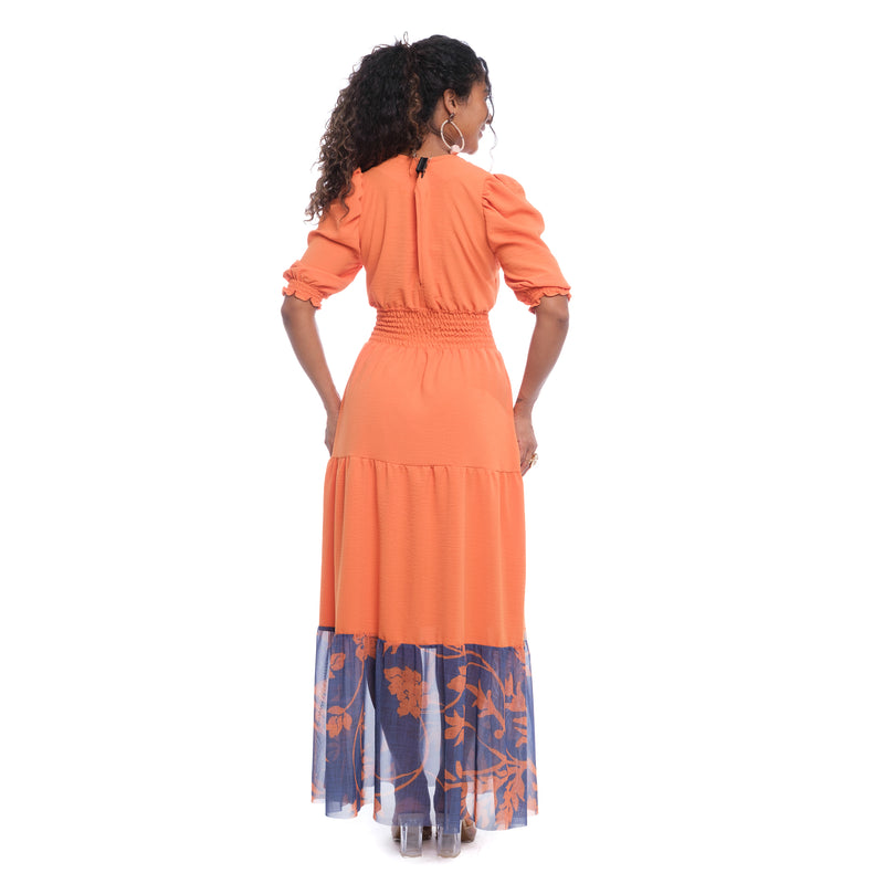 Vestido Longo Casual Laranja Evol