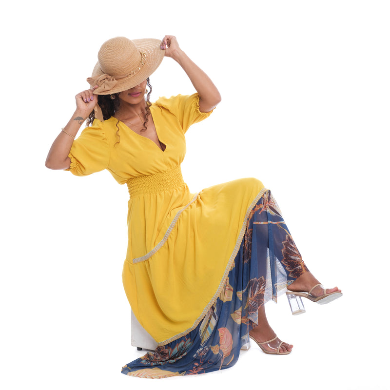 Vestido Longo Casual Yvór Amarelo