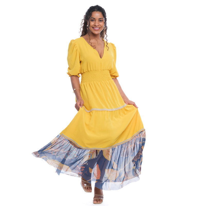 Vestido Longo Casual Yvór Amarelo